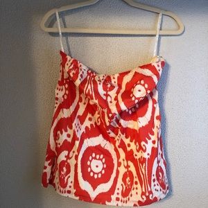 J. Crew sleeveless orange and white top